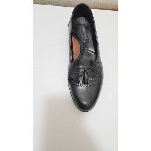 International Passport men's  Black Leather Slip-On Loafers With Tassel Detail S - Picture 13 of 13